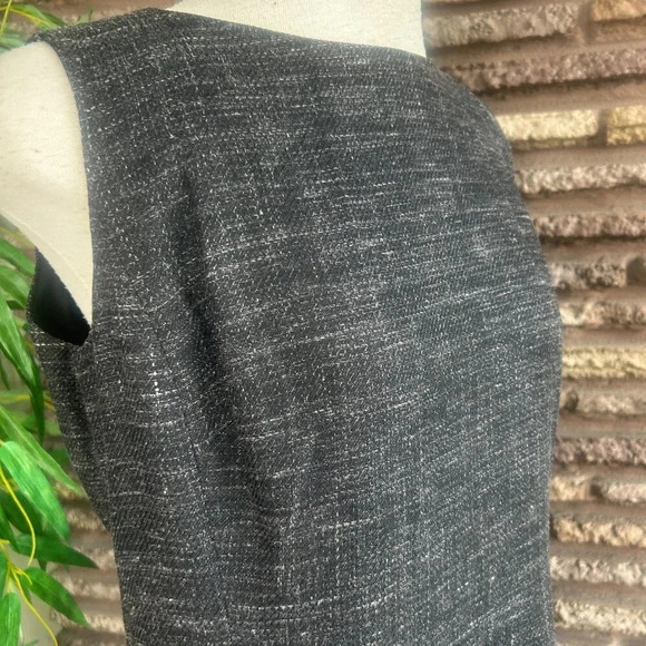 Classiques Entier Black Tweed Professional Sleeveless Wool Blend Sheath Dress - Picture 4 of 7